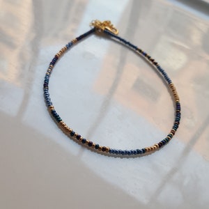 Thin Delicate Gold Seed Bead Necklace Jewelry, Dainty Gold Beaded Necklace imagem 9