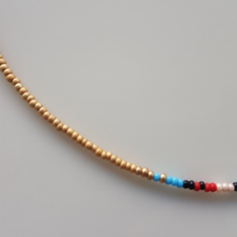 Minimalist Delicate Gold Beaded Necklace, Thin Beaded Necklace, Seed Bead Necklace image 3