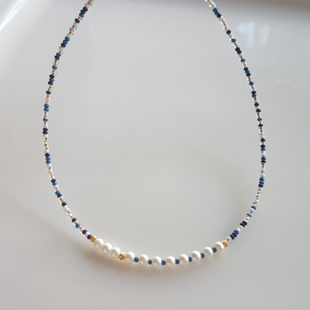 Seed Bead Pearl Necklace Pearl and Bead Necklaces for Women Etsy