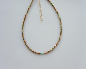 Minimalist Seed Bead Choker, Waterproof Beaded Necklace, Boho Summer Jewelry