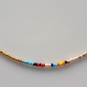 Minimalist Delicate Gold Beaded Necklace, Thin Beaded Necklace, Seed Bead Necklace image 5