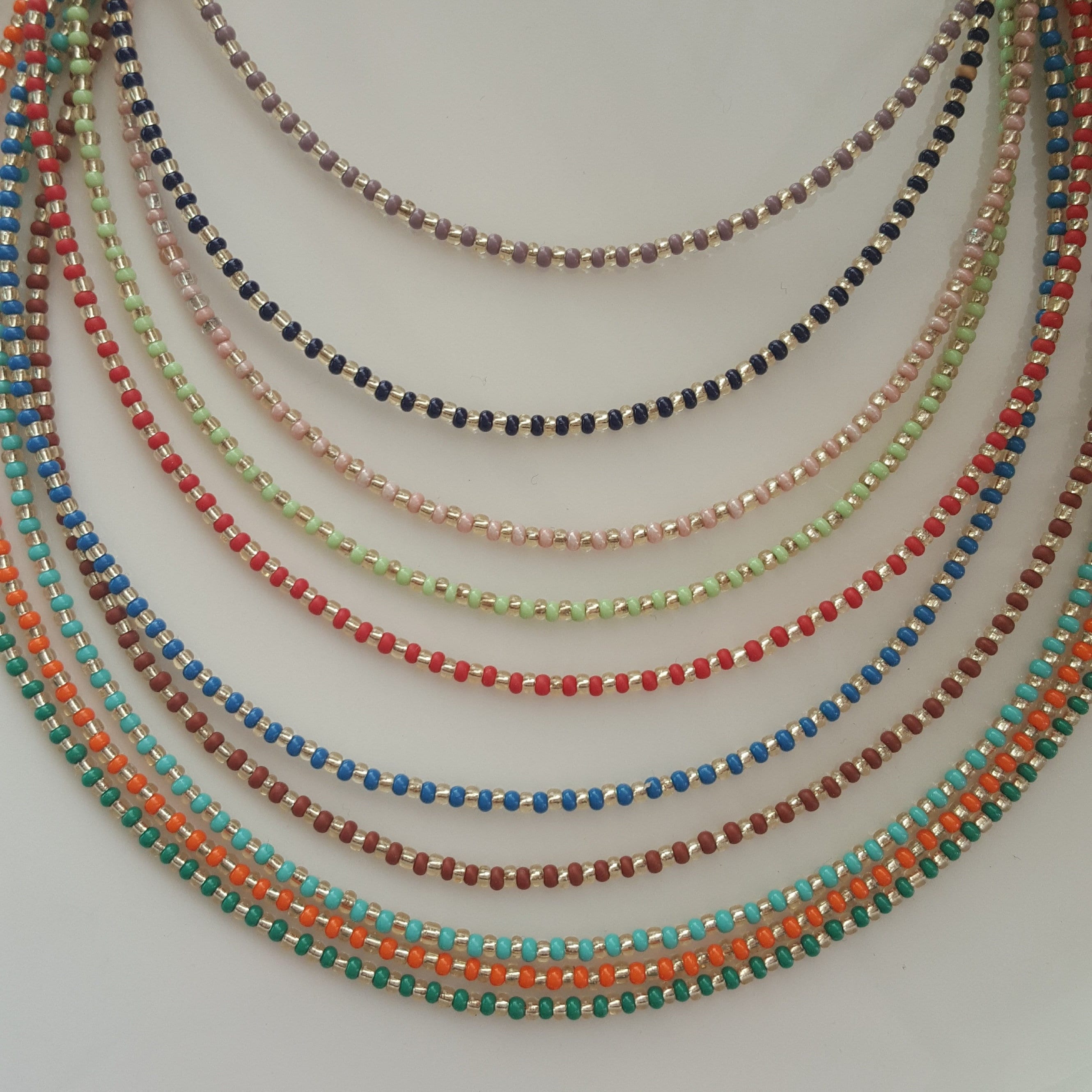 Multi-color glass bead chain necklace - Vintage Renude