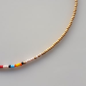 Minimalist Delicate Gold Beaded Necklace, Thin Beaded Necklace, Seed Bead Necklace image 4