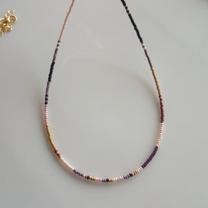 Thin Beaded Necklace, Gold Dainty Beaded Necklace, Cute Delicate Jewelry Short Layering Necklace image 2