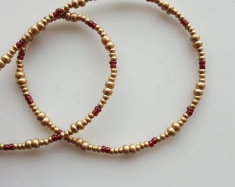 Crystal Beaded Necklace, Thin Gold Choker, Minimalist Summer Jewelry