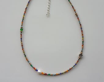 Collar de cuentas de cristal arcoíris, delicada gargantilla de cadena dorada, joyería minimalista