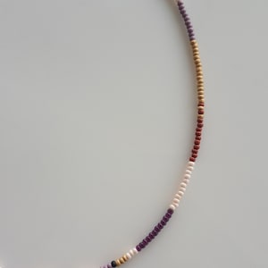 Thin Beaded Necklace, Gold Dainty Beaded Necklace, Cute Delicate Jewelry Short Layering Necklace image 7