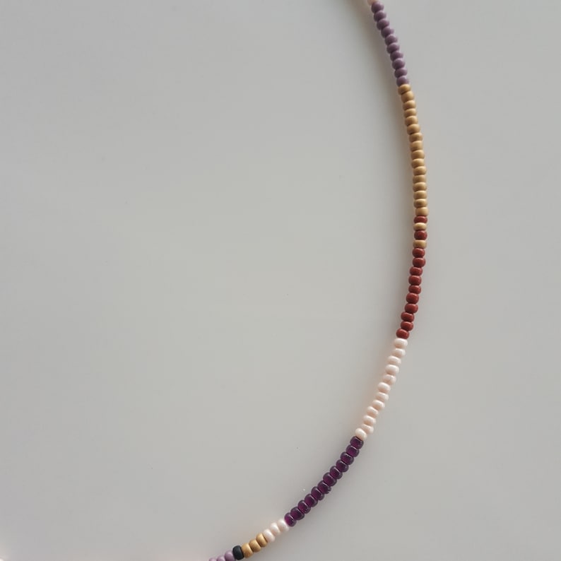 Thin Beaded Necklace, Gold Dainty Beaded Necklace, Cute Delicate Jewelry Short Layering Necklace image 7