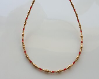 Dainty Beaded Necklace: Colorful Glass Seed Beads, Boho Jewelry