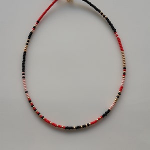tiny delicate gold seed bead thin necklace, tiny necklace