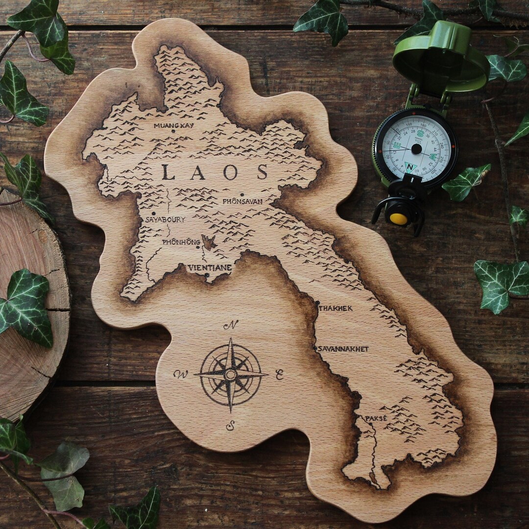 Pyrography Map of Laos Tolkien Style - Etsy