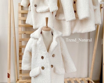 Baby Girl Winter Sherpa Long Jacket, Windproof Thick Warm Fleece Coats, Autumn Kids Outerwear Coats, winter clothes for little girls