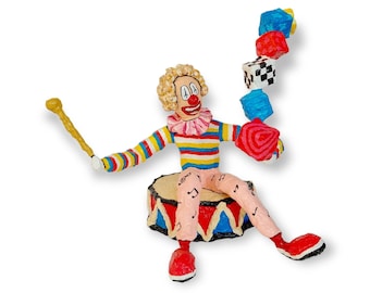 Modern sculpture pop art "clown juggling on drum" desk decoration