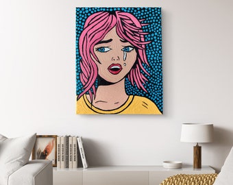 Painting hand-painted pop art "crying woman"