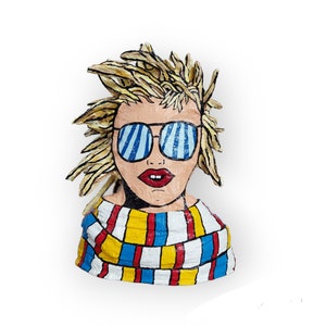 Bust portrait &quot;Woman with sunglasses and colorful scarf&quot; pop art