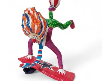OOAK Clown Sculpture Handstand – Handmade Circus Art Figurine