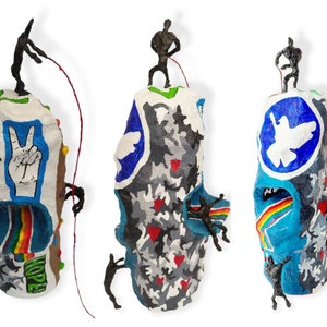 Large abstract sculpture political current affairs pop art