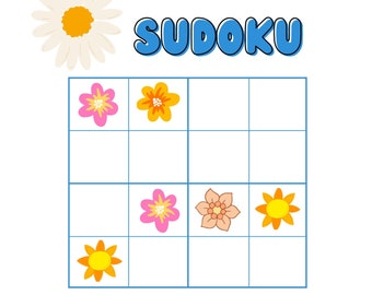 Sudoku for kids, 8 sudoku set, flowers sudoku