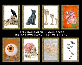 halloween decor | set of 8 PRINTABLES | spooky decor | halloween print | halloween gallery wall set | diy halloween home decor