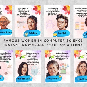 Women in Computer Science (Set of 8) Printable, Science Classroom Decor, Women in CS, Bulletin Board Display