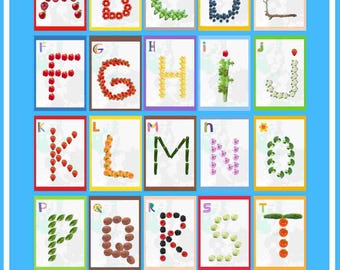 Nature alphabet posters | printable digital download Natural early years resource EYFS Children's alphabet pictures Montessori