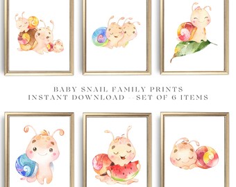 Baby snails print - Nursery decor - Baby nursery - Baby Shower Gift