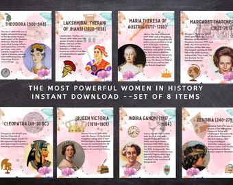 8 of the most powerful women in history (Set of 8) Printable, Classroom Decor, Women in History, Bulletin Board