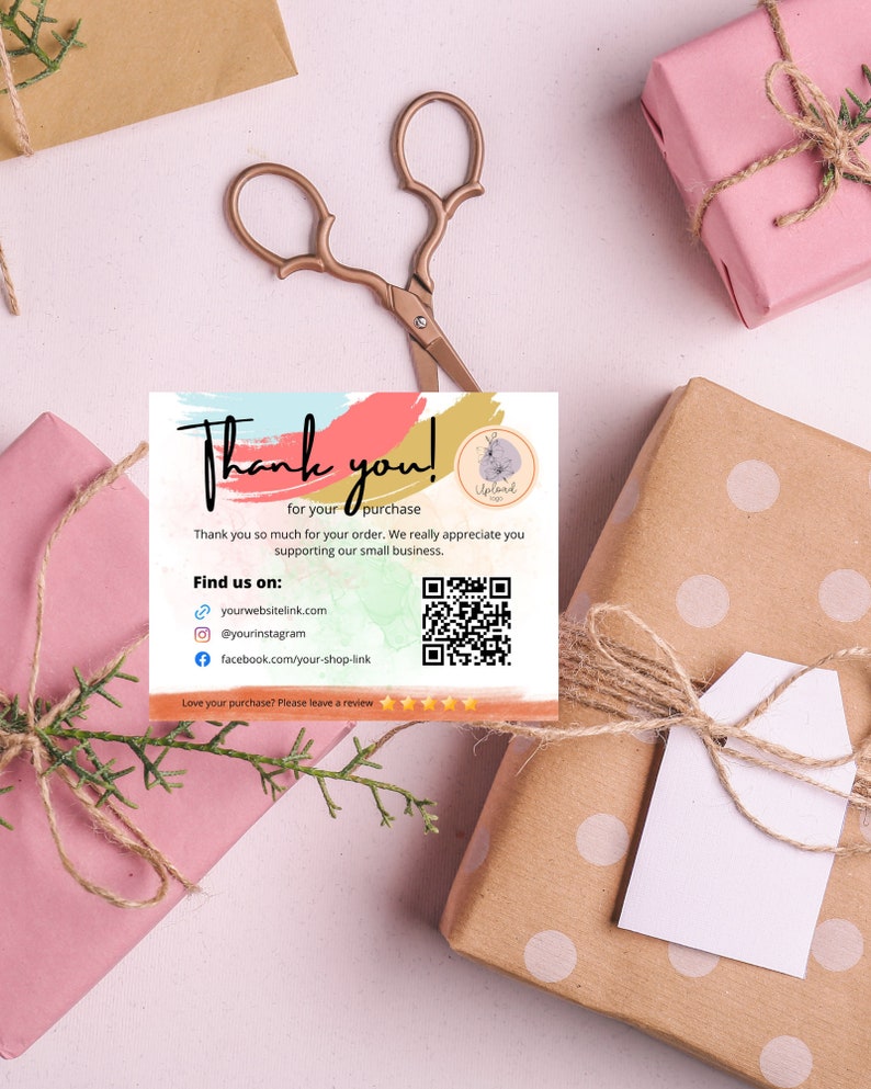 Printable Thank You Cards With QR Code Poshmark Etsy Thank Etsy