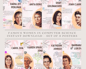 Women in Computer Science Posters (Set of 8) Printable, Science Classroom Decor, Women in CS, Bulletin Board Display
