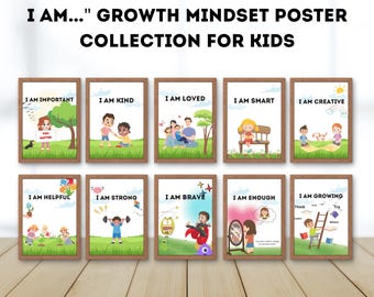 Classroom Bundle: Colorful Growth Mindset Posters, Homeschooling resources, Instant Download Gallery Wall Set