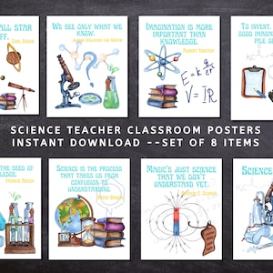 Science Printable Posters(Set of 8), Science Classroom Decor, Bulletin Board Display, Love for Science Biology Chemistry