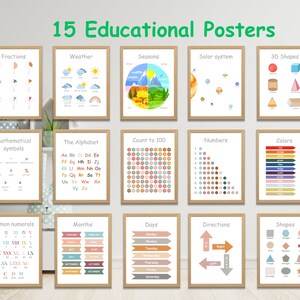 ABC Montessori Posters Set · 15 Printable Educational Wall Art · Boho Pastel Nursery & Homeschool Classroom Decor · Instant Download