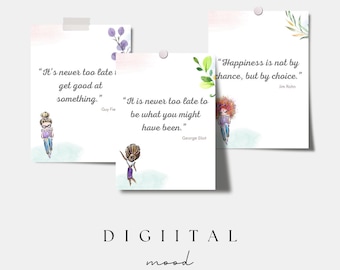 Minimalist Quotes Art Set - A collection of 8 minimalist and modern posters with motivational quotes for your home, office, or dorm room