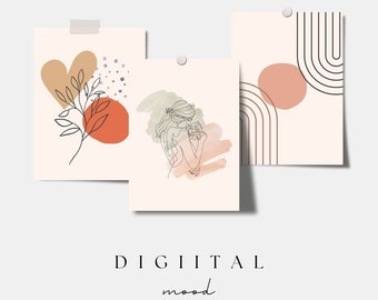 Boho Delightful Room Upgrade - Elevate your apartment decor with this set of 3 boho prints, infused with calming Danish pastel colors.