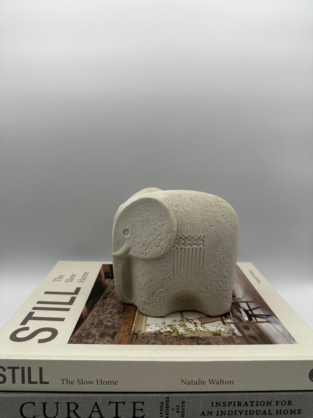 Vintage Carved Stone Elephant Sculpture by Marbell, Marbell by Stone