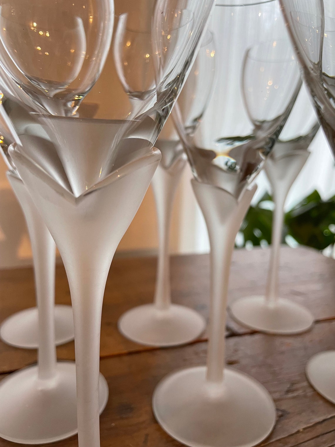 Mikasa Glasses With Frosted Stand White Wine Set of 2 Flower Etsy