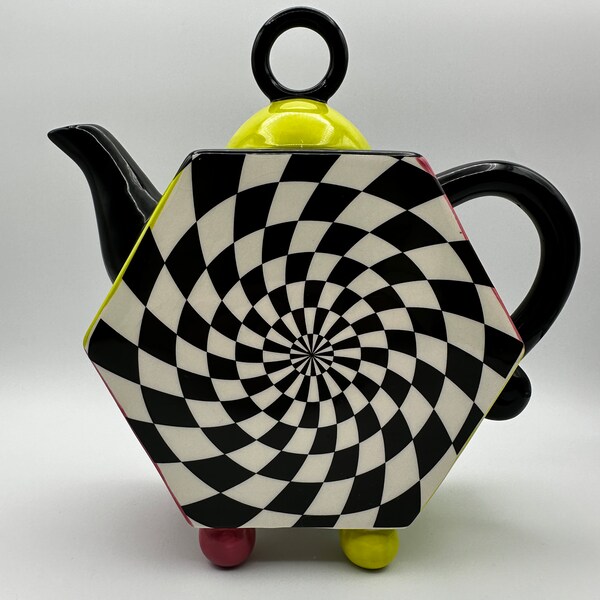 Black and White Checkered Teapot Etsy