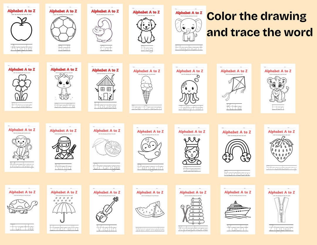 ABC Trace and Draw Coloring Pages for Kids – A to Z Printable Alphabet ...