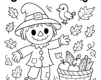 Fall Coloring Pages for Kids | Autumn Animals & Leaves (PDF Pattern)