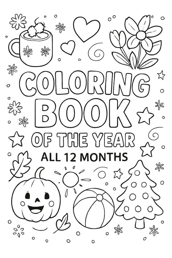 Seasonal Coloring Book: 12 Months Printable Activity Pages (PDF Download