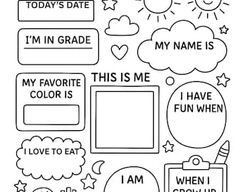 Hoja de trabajo imprimible "Todo sobre mí" - Página para colorear para niños - Preescolar, Jardín de infancia, PDF, descarga instantánea