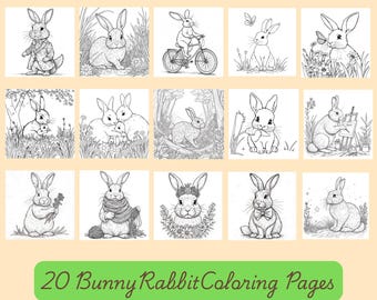 Cute Bunny Coloring Pages – 15 Rabbit Illustrations (Printable PDF)
