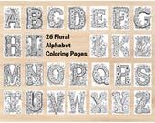 Floral Alphabet Coloring Book: A-Z Printable Flower Letters (PDF Pattern)