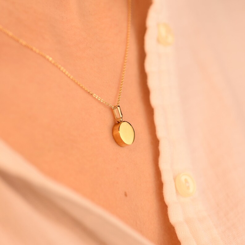 14K 18K Solid Gold Round Cremation Urn Necklace Custom Round Etsy