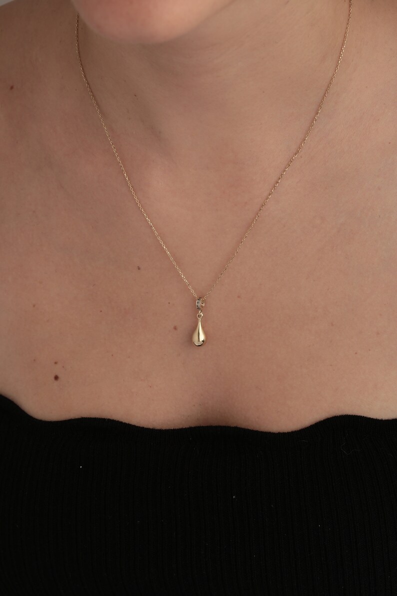 14K Solid Gold Tear Drop Cremation Urn Necklace Diamond Ash Etsy