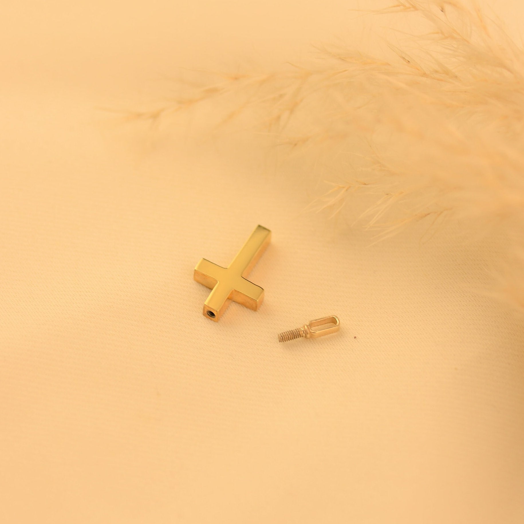 14K 18K Solid Gold Cremation Urn Cross Necklace Gold Urn Etsy