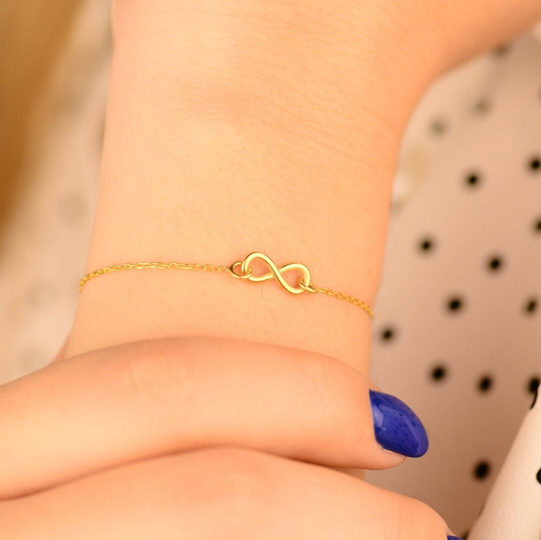 14K 18K Solid Gold Infinity Bracelet Dainty Minimalist Etsy