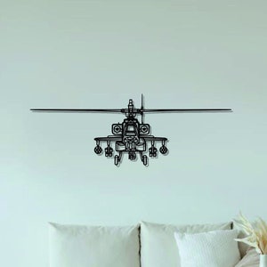 AH-64D Apache Front Helicopter  Metal Wall Art | Helicopter Wall Art | Helicopter Home Decor l Gift Metal Decor l Minimalist Decor