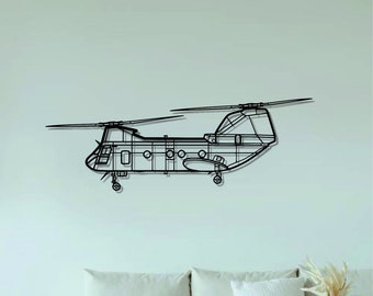 CH-46 Sea Knight Helicopter  Metal Wall Art | Helicopter Wall Art | Helicopter Home Decor l Gift Metal Decor l Minimalist Decor