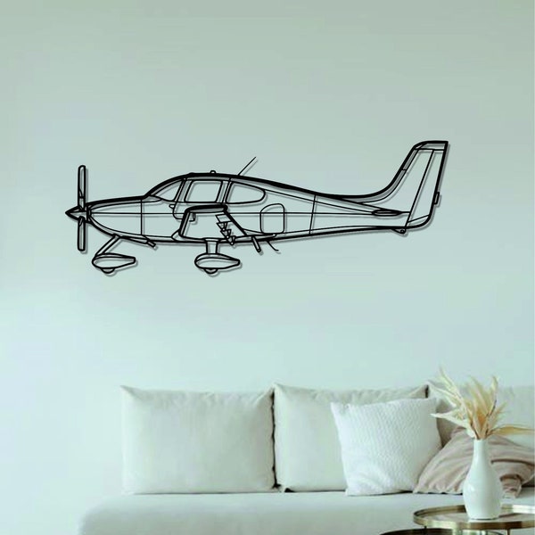 SR22T GTS Silhouette Metal Wall Art, Décoration murale silhouette d’avion, Art mural d’avion personnalisé, Décoration murale en métal, Hélicoptère, cadeau